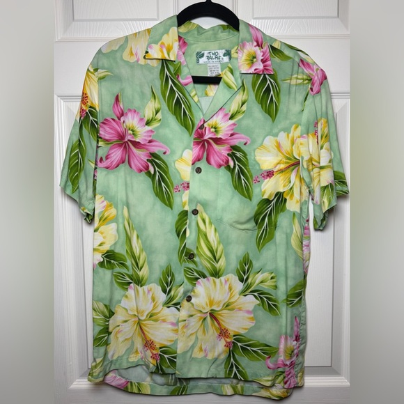 Two Palms Other - Vibrant Floral Men's Hawaiian Button Down Shirt